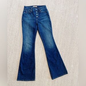 Shyanne womens Luna high rise flare jeans w/ turquoise button fly 24x34 Western